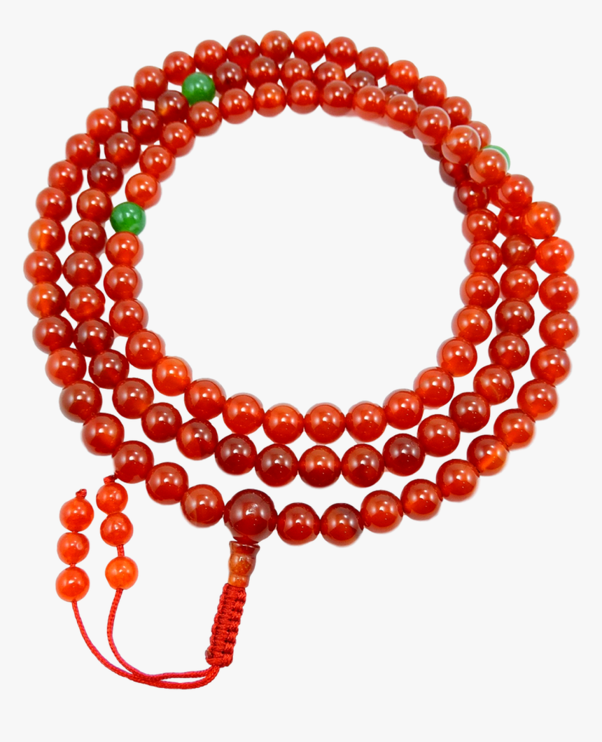 Carnelian Mala 108 Beads With Green Jade - Bracelet, HD Png Download