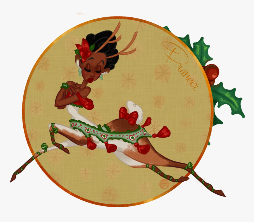 Christmas Reindeer Santa Festive Vintage Holidays Clipart - Reindeer, HD Png Download
