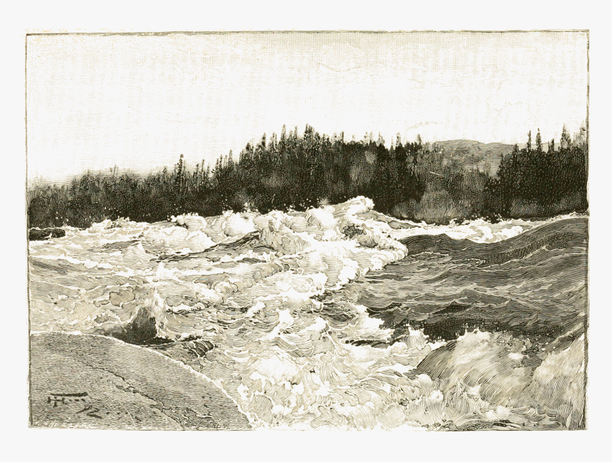 Cross View Of The Rapids Near The Brink Of The Grand - Monochrome, HD Png Download
