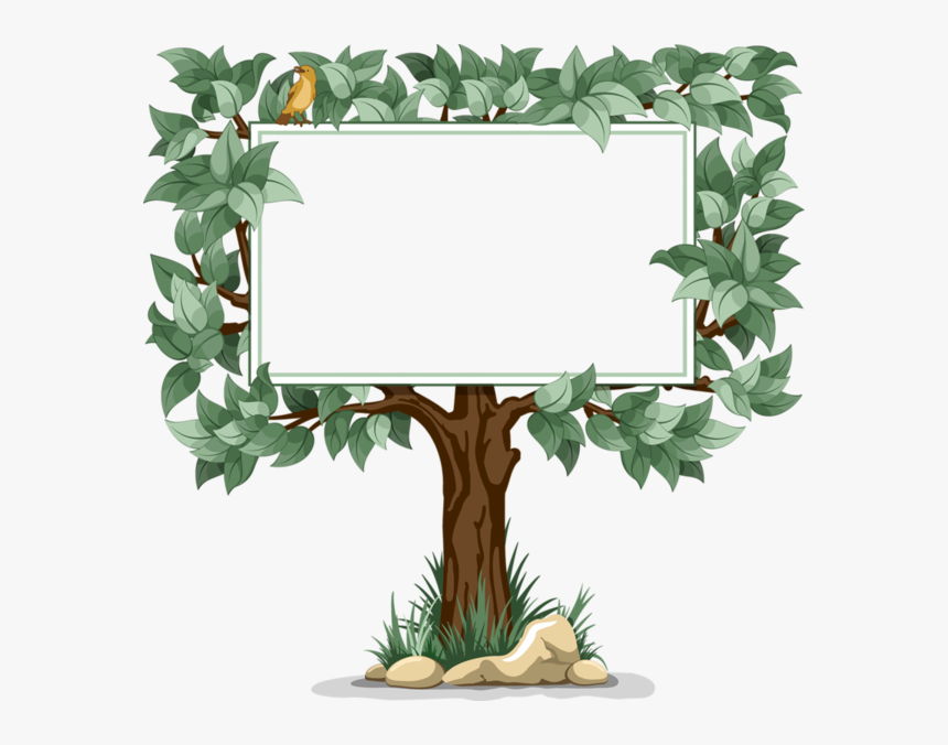 Blank Sign Clip Art Tree Border Design Clipart, HD Png Download