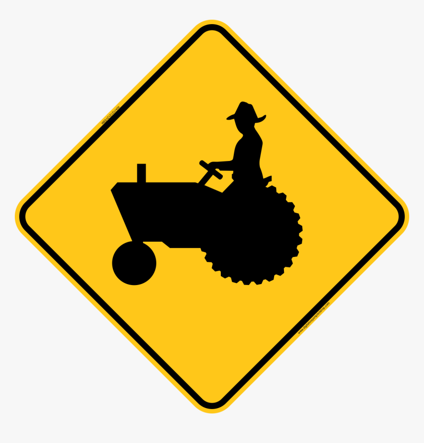 Tractor Crossing Icon Warning Trail Sign - Warning Sign Tractor, HD Png Download