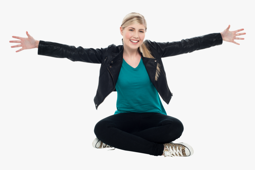 Women Pointing Both Sides Png Image - 人 張 開 手, Transparent Png