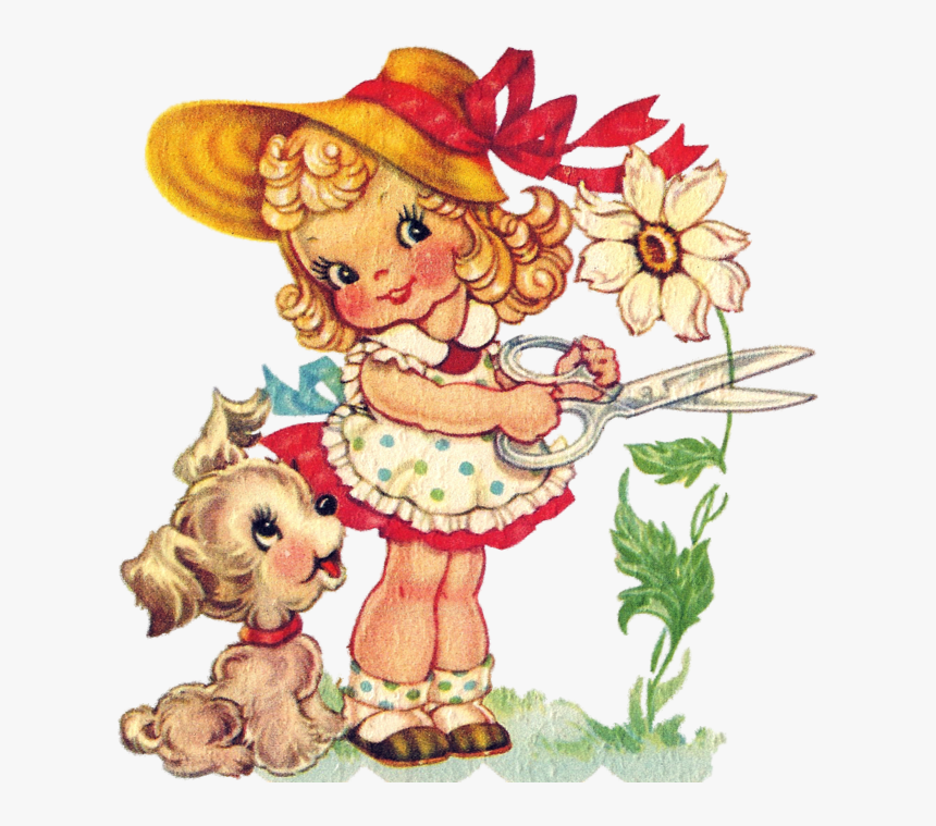 Ilustrações Infantis Em Imagens Png - Vintage Little Girl Png, Transparent Png