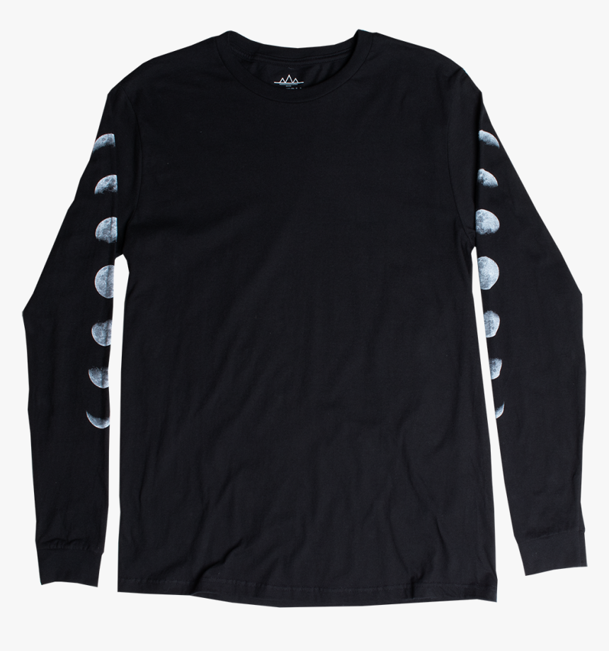 Moon Phases Long Sleeve Black Graphic T-shirt 
 Class - Sweater, HD Png Download