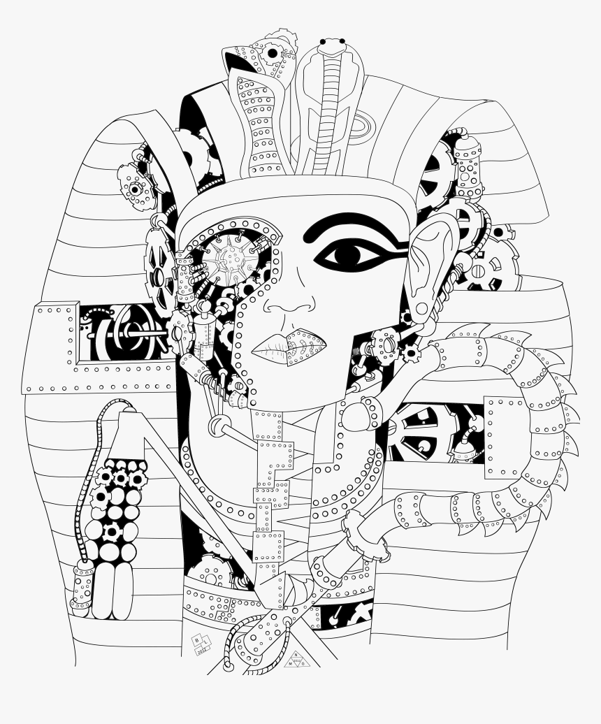Tomb Drawing King Tut S Picture Free - Face Line Drawing Skull, HD Png Download