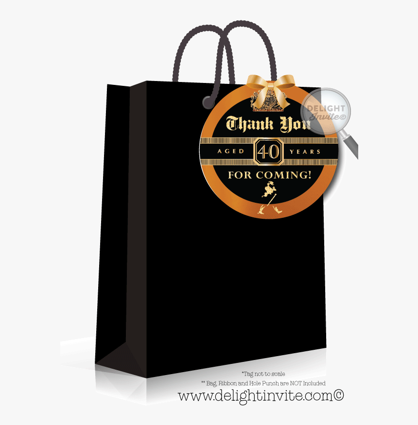 Johnnie Walker Black Label 40th Birthday Favor Tag - Thank You Note On Goodie Bag, HD Png Download