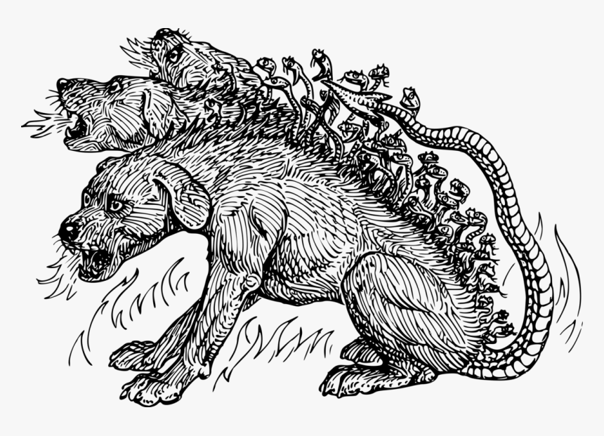 Art,monochrome Photography,carnivoran - Cerberus Clip Art, HD Png Download