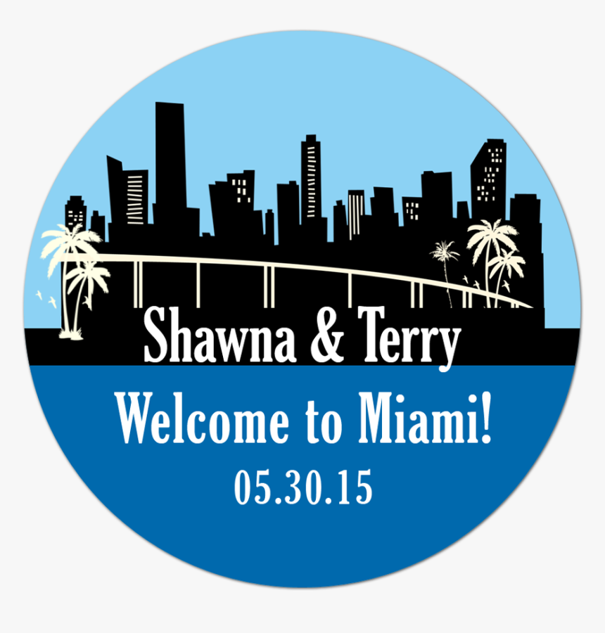 Miami Florida Skyline Personalized Sticker Wedding - Bashment, HD Png Download