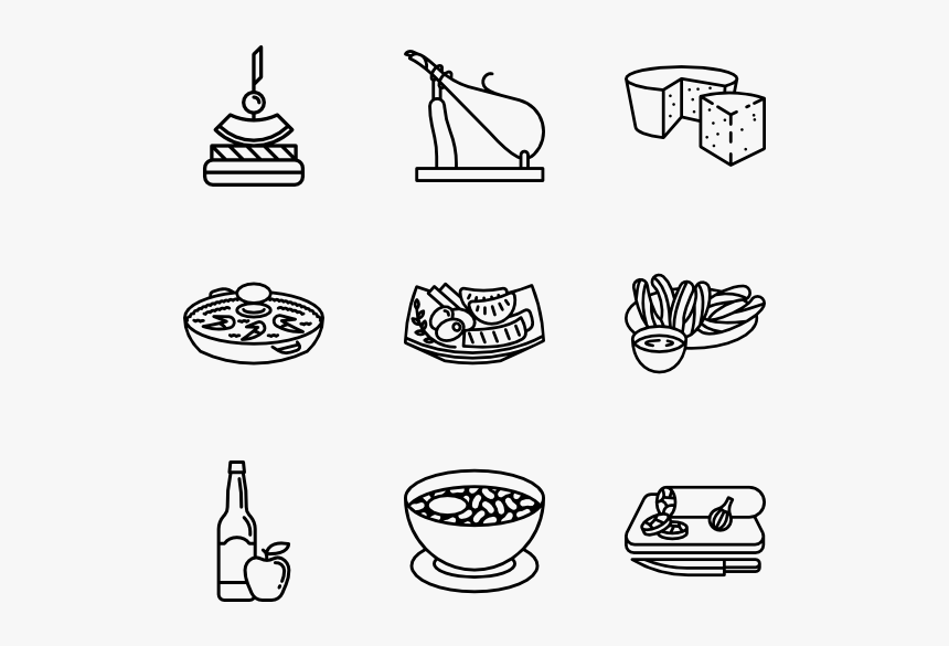 Spanish Food Icons, HD Png Download