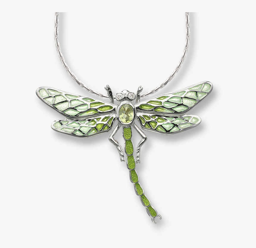 Nicole Barr Designs Sterling Silver Dragonfly Necklace-green - Necklace Dragonfly, HD Png Download