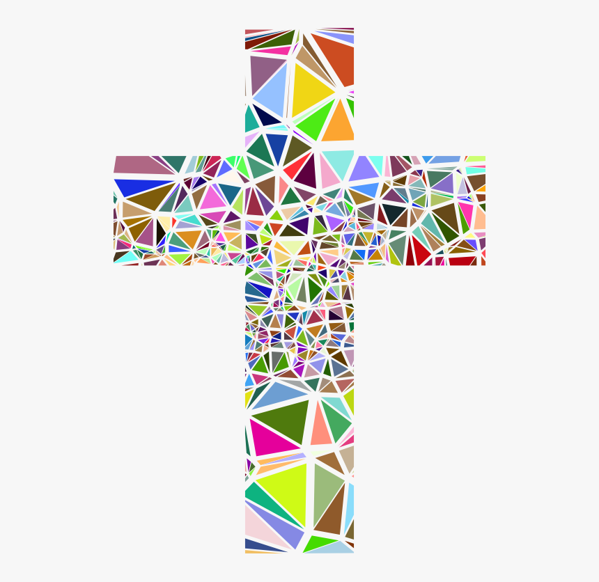 Low Poly Stained Glass Cross - Stained Glass Cross Clipart, HD Png Download