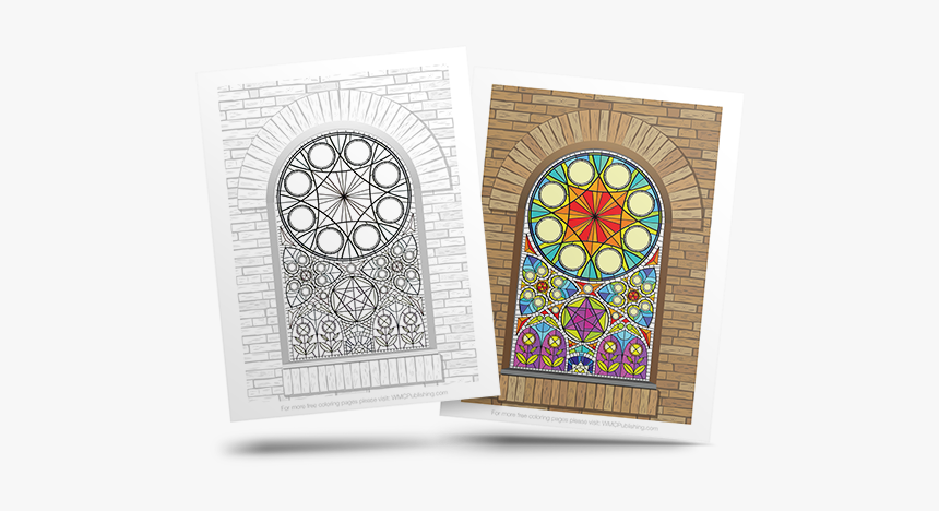 Free Stained Glass Adult Coloring Page - Stained Glass, HD Png Download