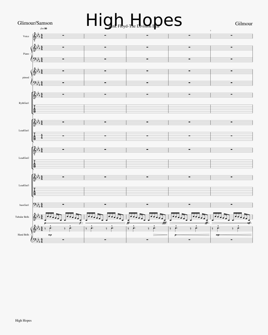 Uploaded On Aug 13, - Pink Floyd High Hopes Piano Sheet, HD Png Download
