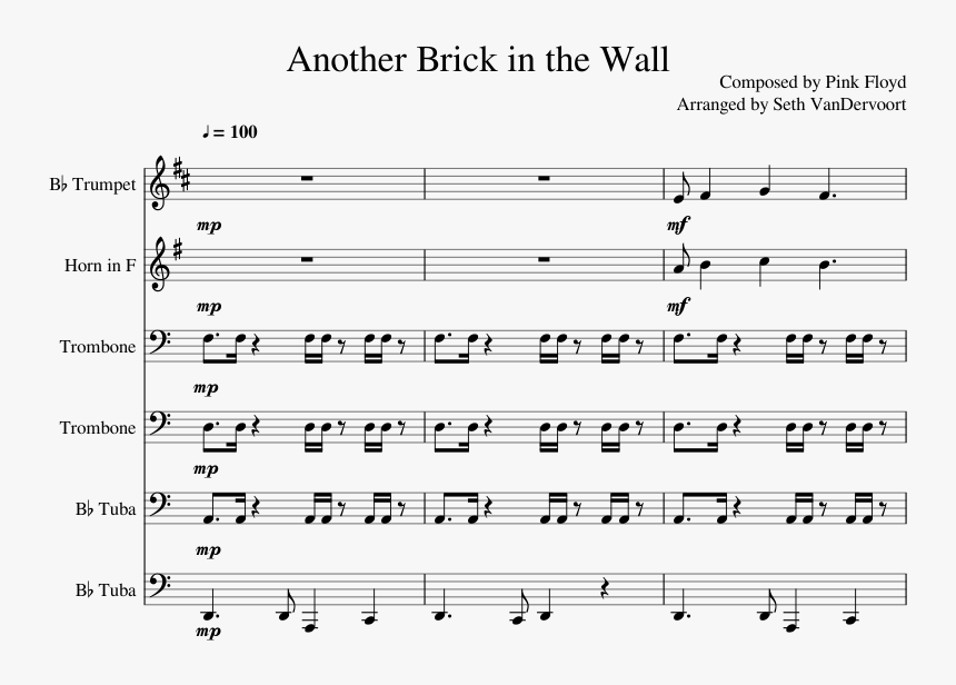 Pink Floyd Brick In The Wall - Another Brick In The Wall Violin Partitura, HD Png Download
