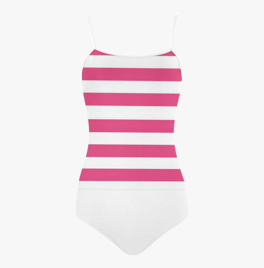Pink And White Stripes Strap Swimsuit - Maillot, HD Png Download