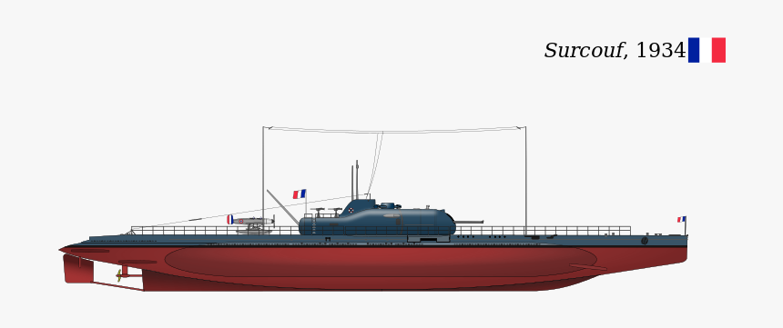 French Submarine Aircraft Carrier Surcouf Commissioned - French Submarine Aircraft Carrier, HD Png Download