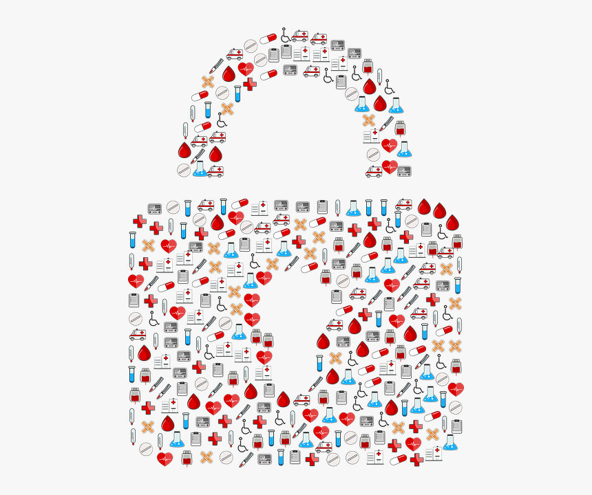 Padlock With Healthcare Icons - Free Medical Security, HD Png Download
