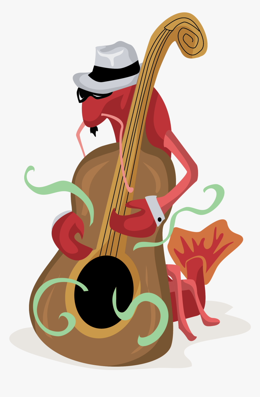 Crawfish Playing Bass Free Vector Clip Art - Crawfish With Sunglasses, HD Png Download