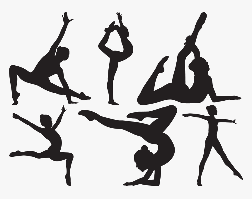 Silhouette Gymnast Girl - Fitness Vector, HD Png Download
