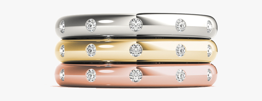 Stackable Wedding Bands In Rose, Yellow, & White Gold - Bangle, HD Png Download