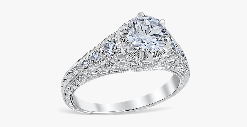 Solitaire Round Engagement Ring In Rose Gold - Vera Wang Ring Engagement, HD Png Download