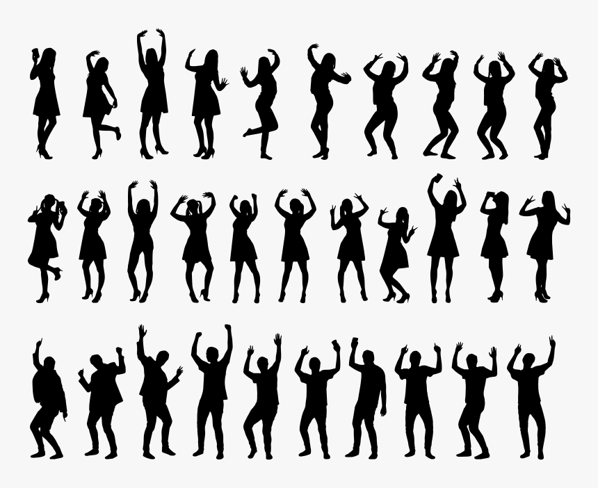 30 People Silhouettes - Person Dancing Silhouette Party, HD Png Download