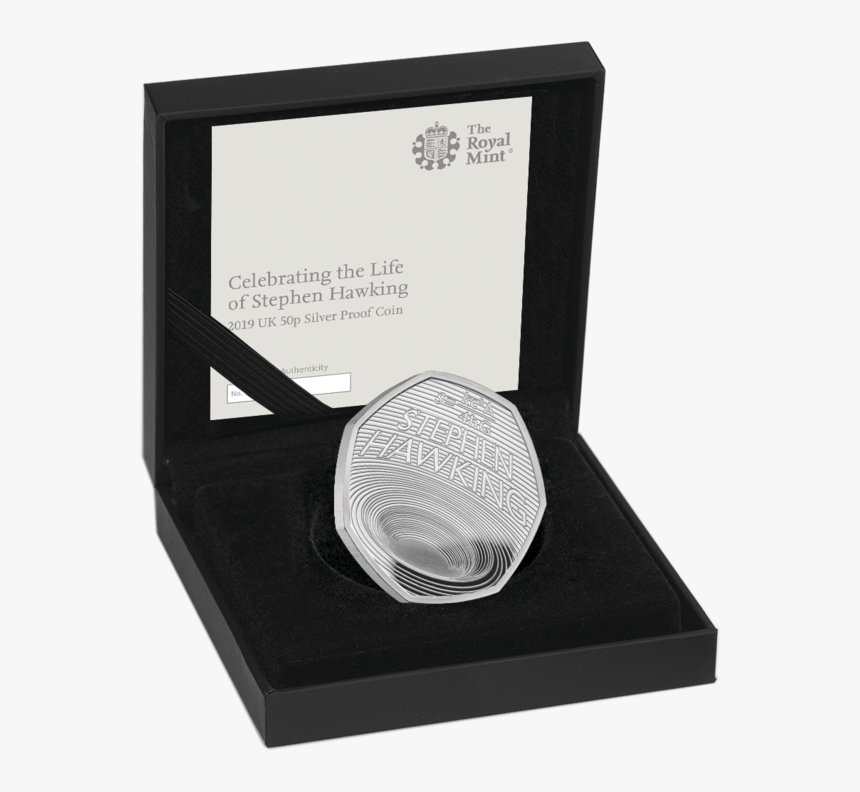 2019 Silver Proof Stephen Hawking 50p Royal Mint Box - Stephen Hawking Coin Royal Mint, HD Png Download