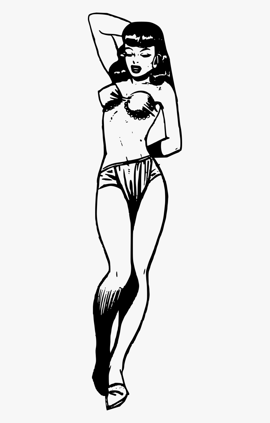 Clipart Black And White Pin Up Girl, HD Png Download