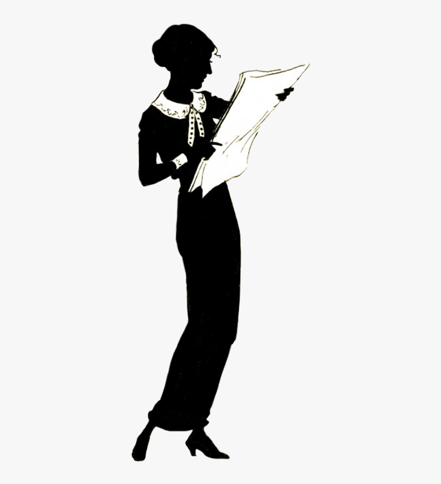 Woman Reading Newspaper Silhouette - Silhouette Woman Reading Newspaper, HD Png Download