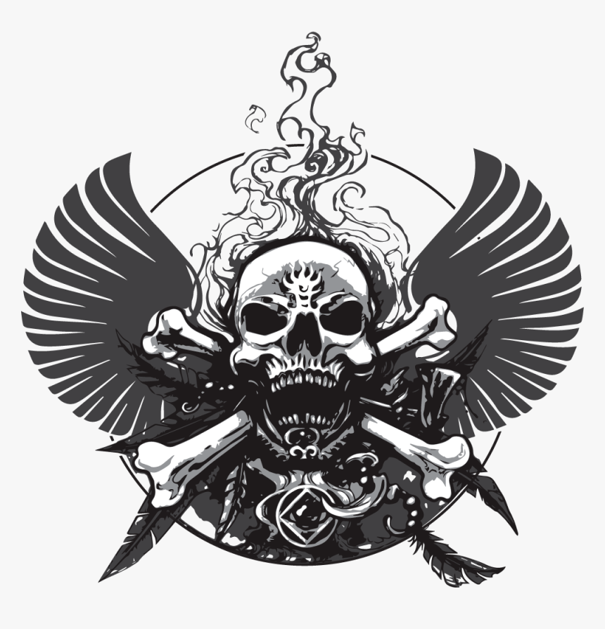 Decal Skull And Wings - Skull With Wings Logo Png, Transparent Png