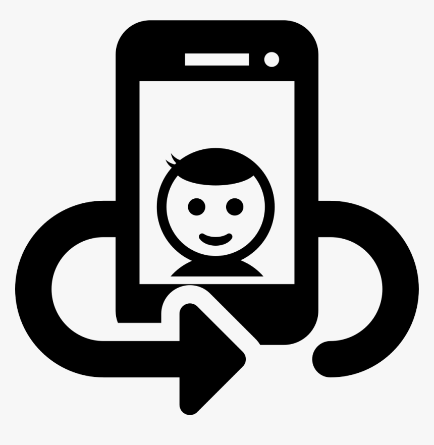 Selfie On Phone Screen With Rotating Arrow Around - Selfie Icon Png, Transparent Png