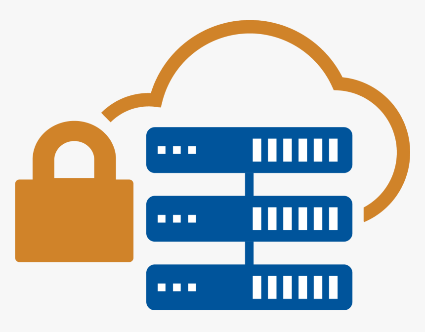 Orange Padlock Securing 3 Server Icons, HD Png Download