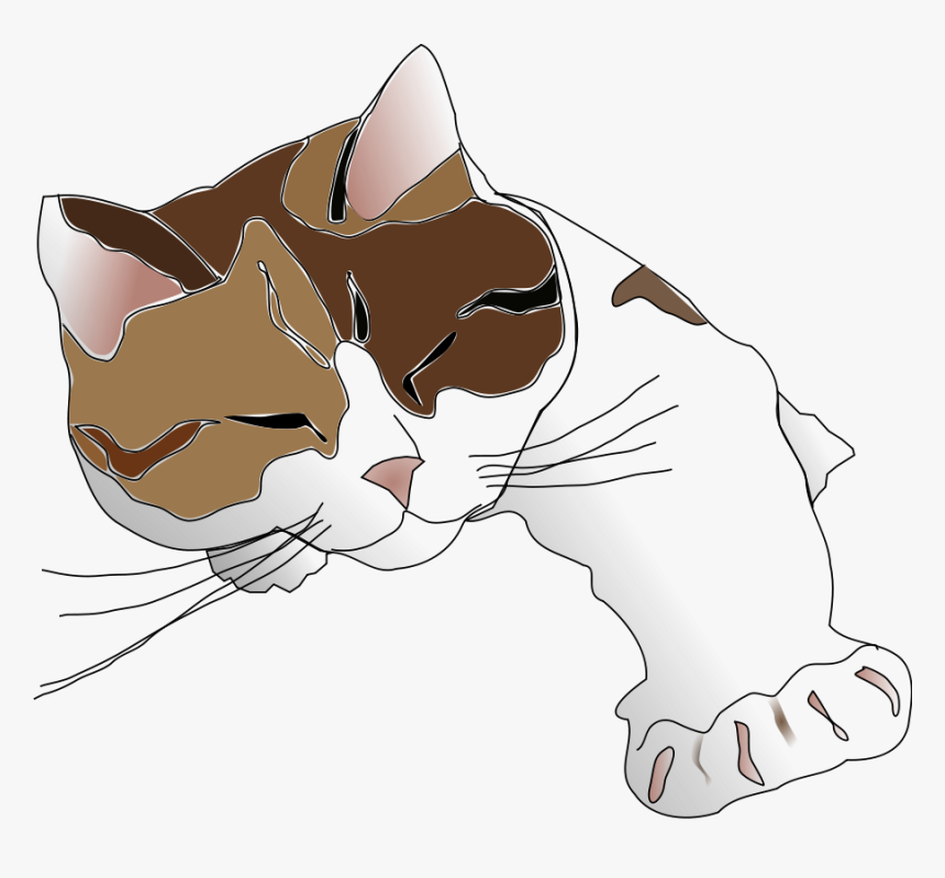 Sleepy Calico Cat Clipart - Free Cat Images Vector, HD Png Download