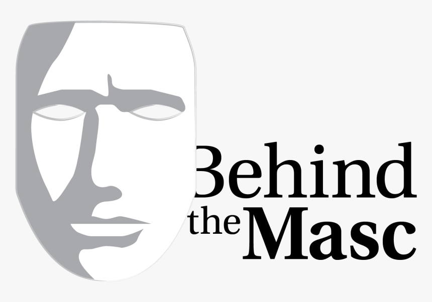 Logo For Behind The Masc, A White Drama Mask With The - Graphic Design, HD Png Download