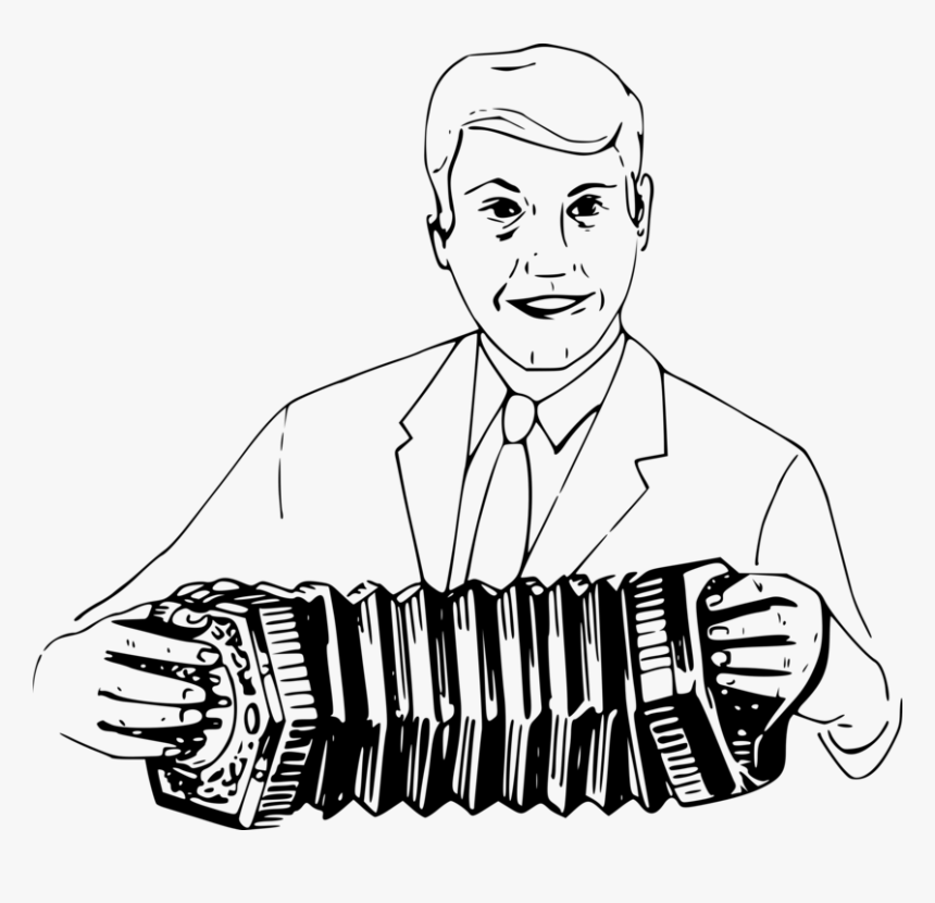 Art,monochrome Photography,human - Man Playing Concertina, HD Png Download