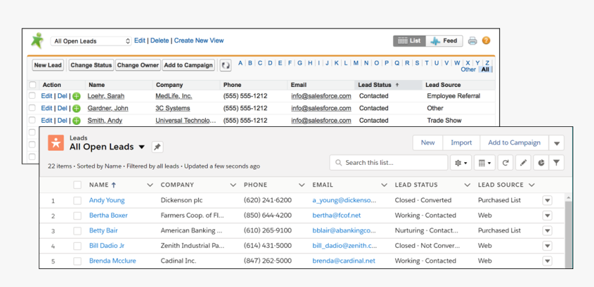 Compare How List Views Appear In Salesforce Classic - Salesforce Lightning List View, HD Png Download