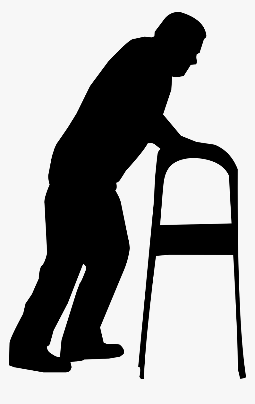 Silhouette Man Old Free Photo - Man With Walker Silhouette, HD Png Download