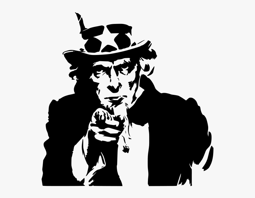 Uncle Sam Pointing Png Clip Arts - Uncle Sam Black And White Clipart, Transparent Png