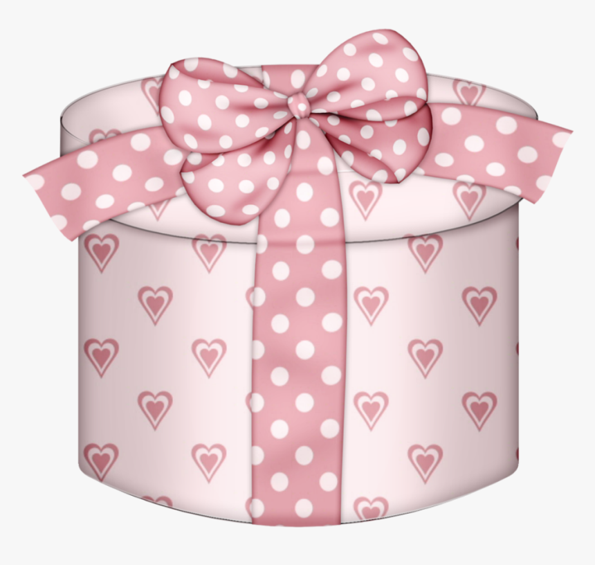Open Christmas Present Box Png Pink Hearts Round Gift - Pink Gift Box Clip Art, Transparent Png