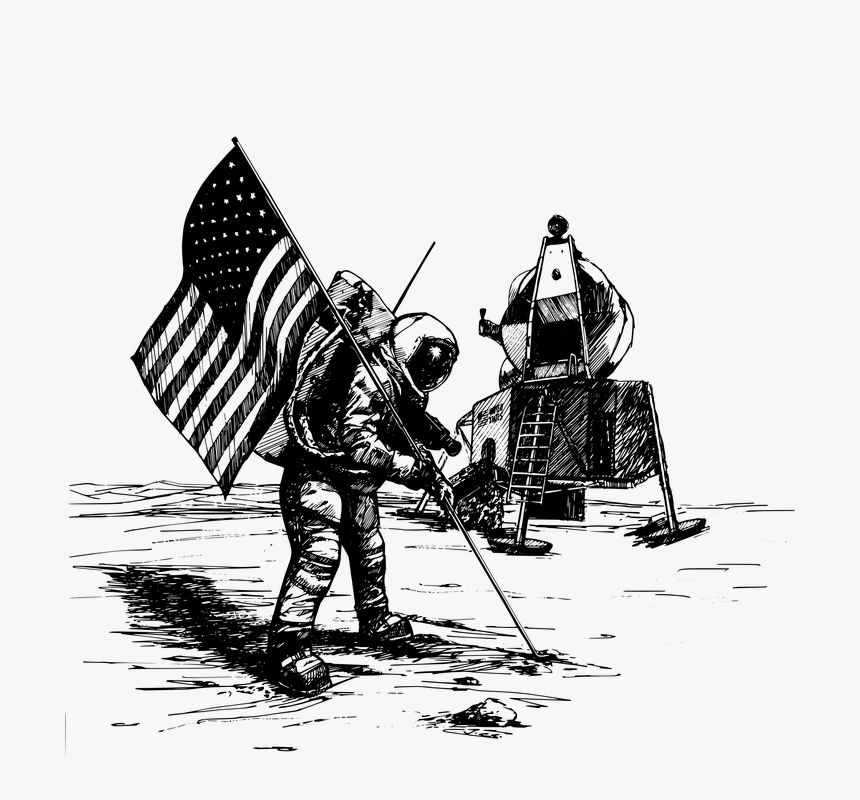 Neil Armstrong On The Moon Drawing, HD Png Download