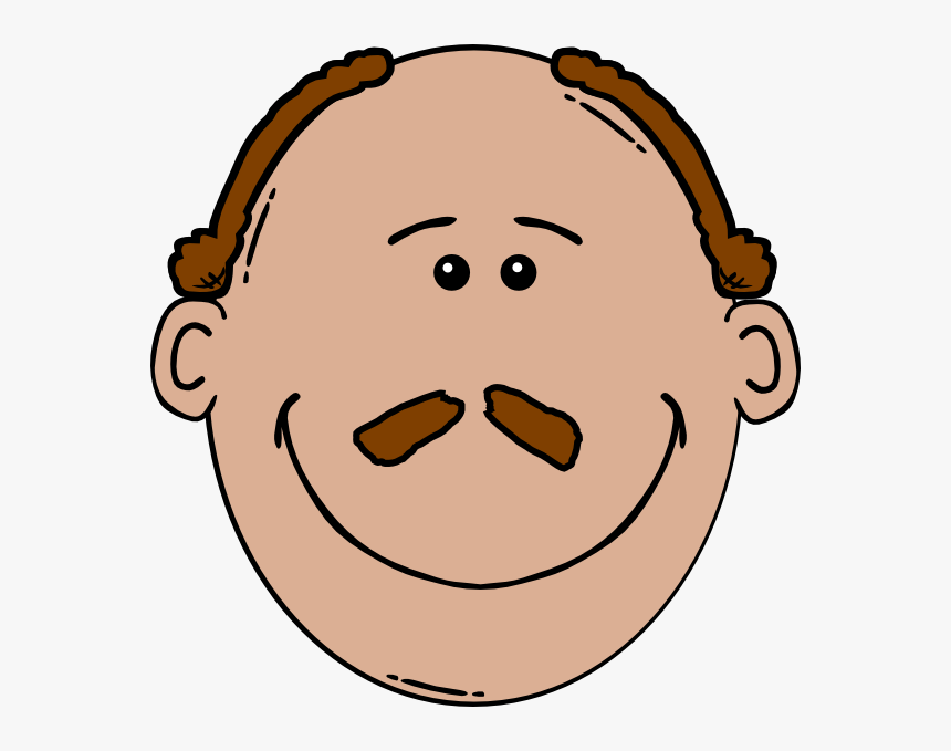 Bald Man Face With A Mustache Svg Clip Arts - Bald Happy Man Clipart, HD Png Download