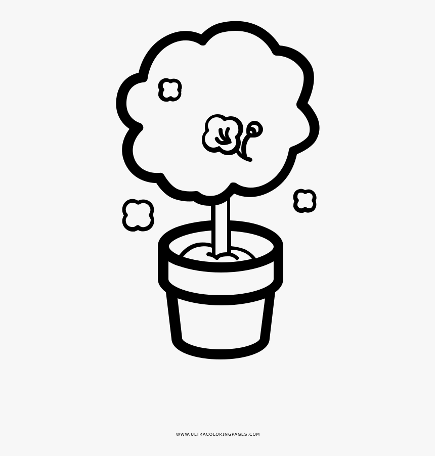 Cherry Tree In A Pot Coloring Page - Maceta Png Para Colorear, Transparent Png