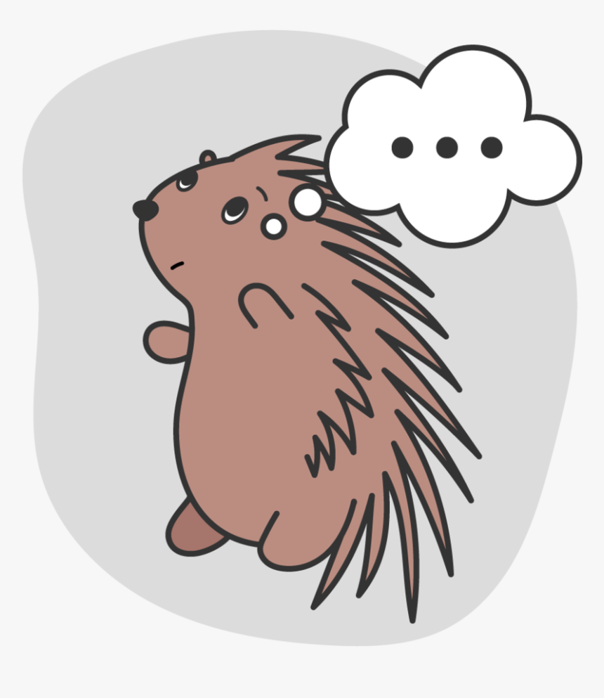 Porcupine-thinking - Cartoon, HD Png Download