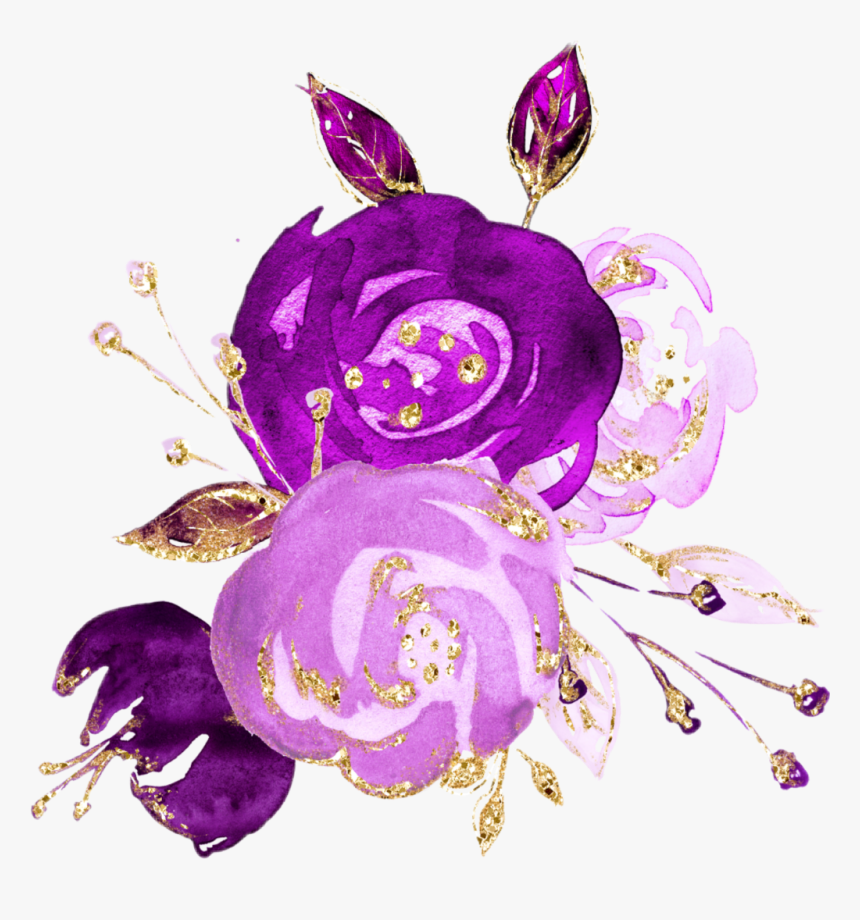 #watercolor #flowers #bouquet #bunch #purple #plum - Plum Watercolor Flowers Png, Transparent Png