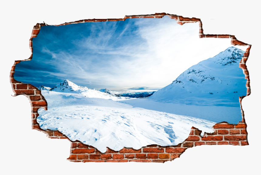 Zapwalls Decals Snowy Mountain Day Sky Breaking Wall - Breaking Wall Png, Transparent Png