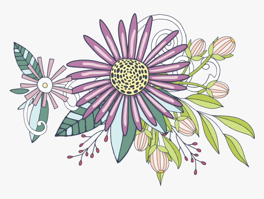 Hand Painted Purple Chrysanthemum Flower Png Transparent - African Daisy, Png Download