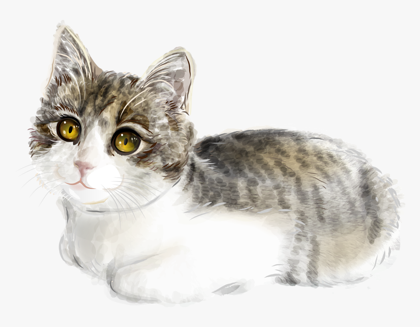 Cat Kitten Illustration - Cute Cat Png, Transparent Png