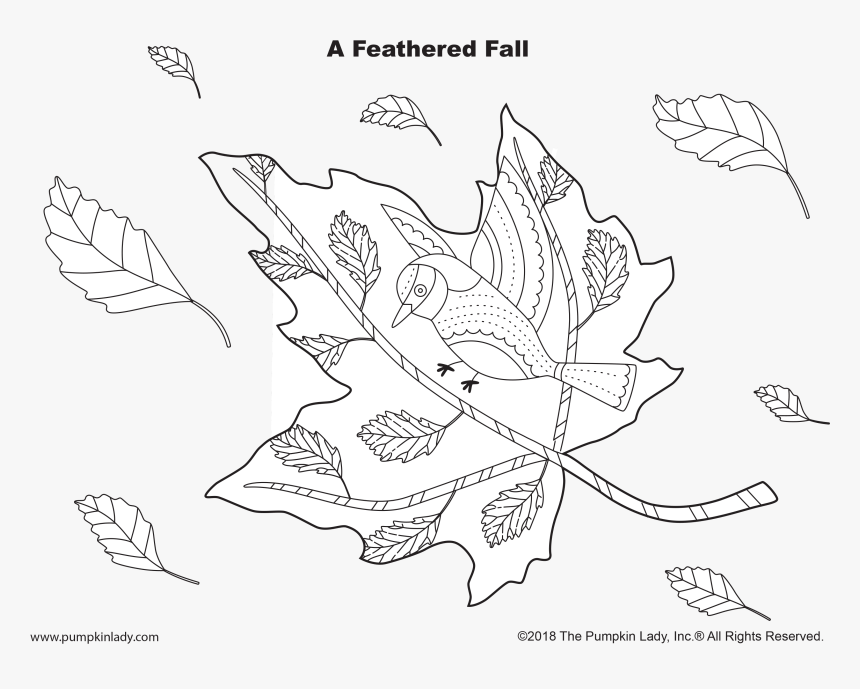 A Feathered Fall Halloween Coloring Page By The Pumpkin - Illustration, HD Png Download