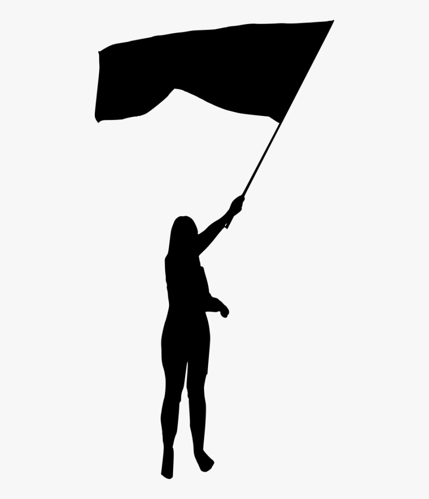 Free Png Person With Flag Silhouette Png Images Transparent - Woman Holding Flag Silhouette, Png Download