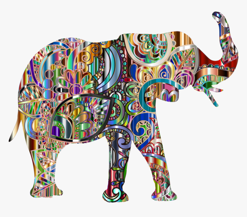 Visual Arts,wildlife,art - Decorative Elephant Png, Transparent Png